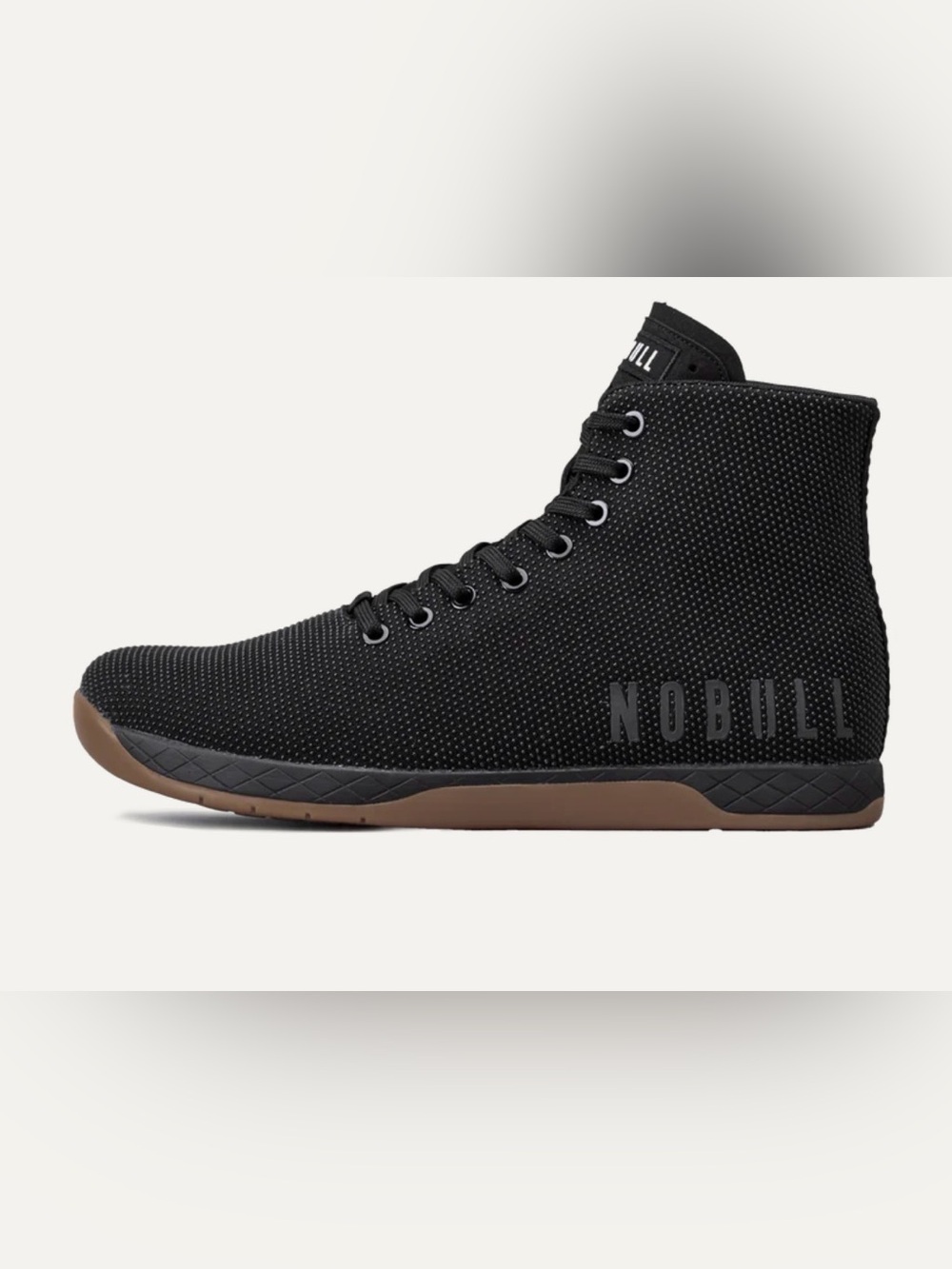 NOBULL Men’s Black High-Top Sneakers with Brown Sole